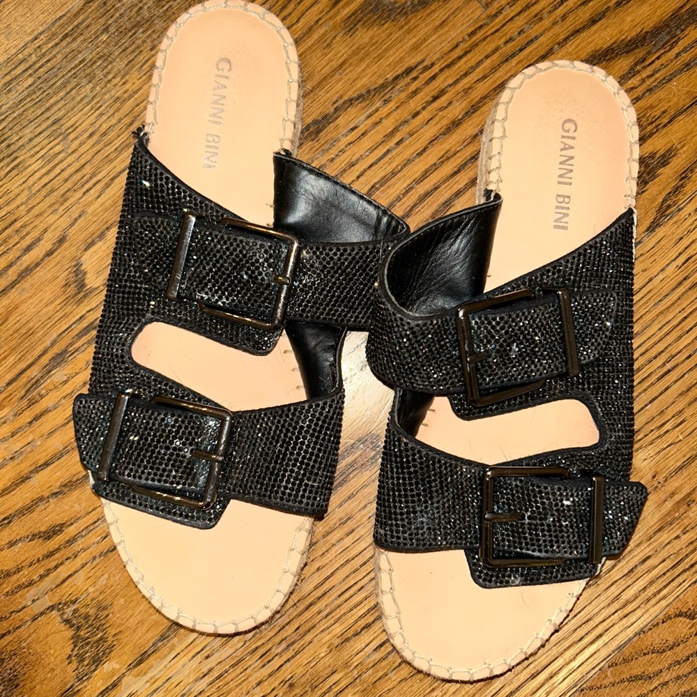 Gianni Bini Women’s Black Rhinestone sandals.